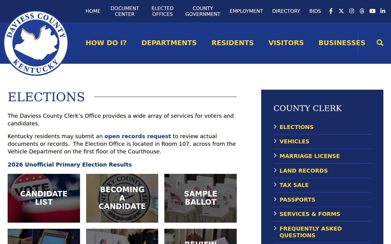 Owensboro residents directory Daviess County elections access