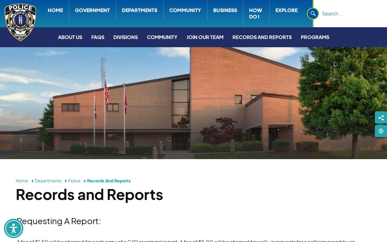 Owensboro residents directory police records request information
